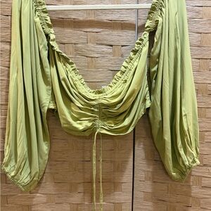 MORA BABE Off the Shoulder Elegant Olive Green Women's Top Festival Large